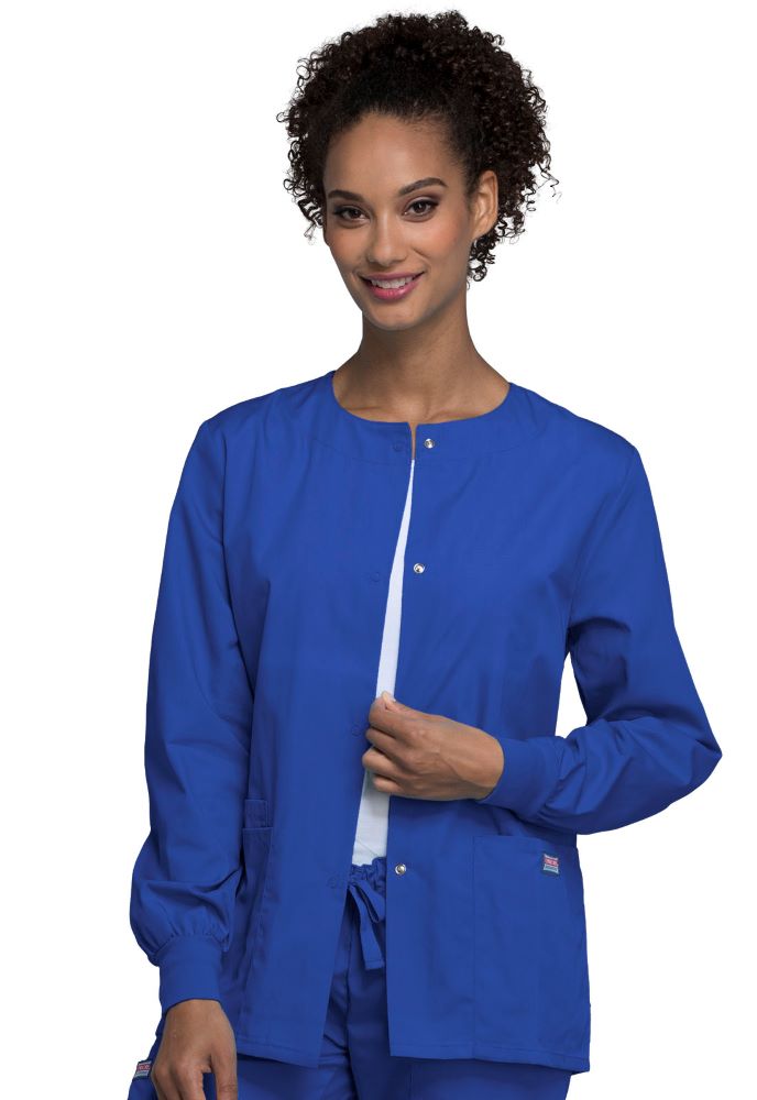 Workwear Professional Snap Front Warm Up Jacket, Royal Blue