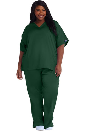 Women's Plus Size V-Neck Top & Flare Leg Scrub Set