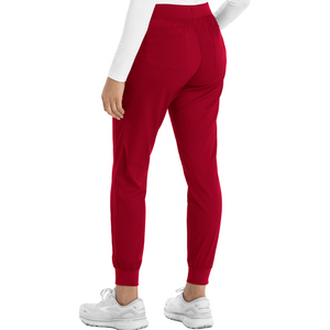 Women's Double N-Neck Top & Yoga Waist Jogger - Red