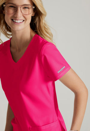 Breeze 3-Pocket V-Neck Scrub Top (SK101), Vibrance Pink